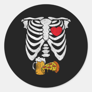 Pegatina Redonda Skeleton Dad Halloween Embarazo Disfraces de parej