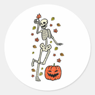 Pegatina Redonda Skeleton Dance Calabaza Halloween Disfraces Caída 