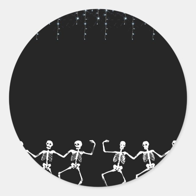 Pegatina Redonda Skeleton Dance Fiesta (Anverso)