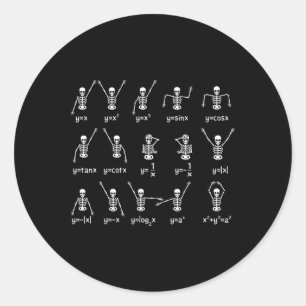 Pegatina Redonda Skeleton Dance Figures Ecuación Math Math Teacher 