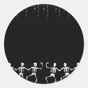 Pegatina Redonda Skeleton Dance Halloween