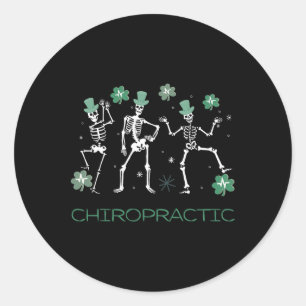 Pegatina Redonda Skeleton Dancing Chiropractica Chiro Squad St Patr