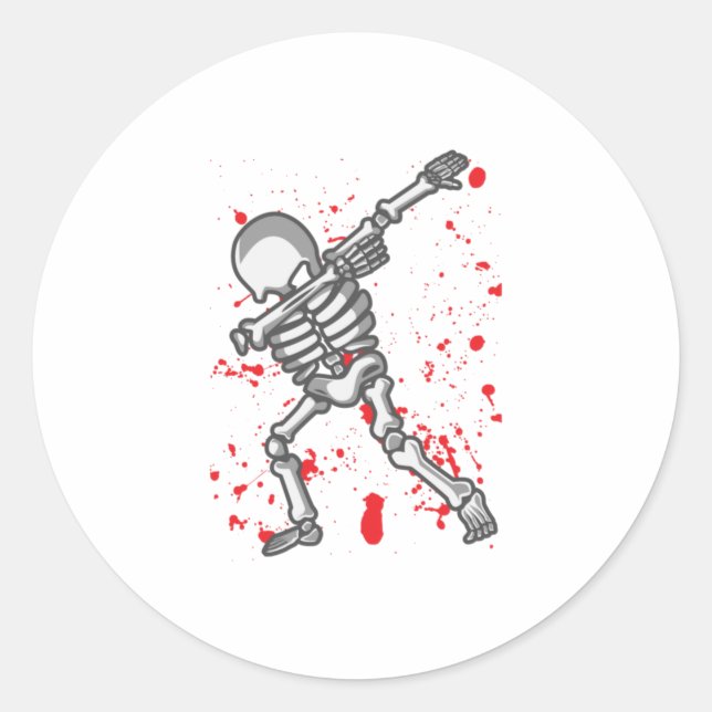 Pegatina Redonda Skeleton Dancing Funny Halloween (Anverso)