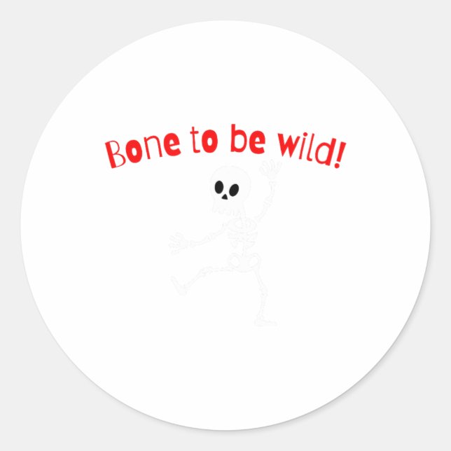 Pegatina Redonda Skeleton Dancing Halloween Funny Bone Wild (Anverso)
