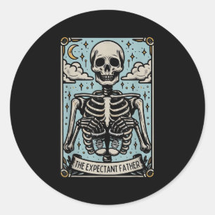 Pegatina Redonda Skeleton Esperante Padre Tarot Card Embarazo Ann