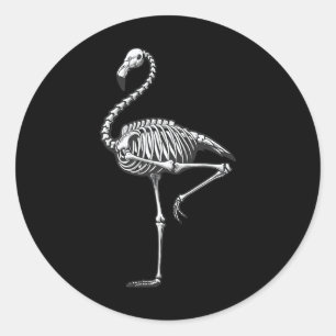 Pegatina Redonda Skeleton Flamingo Halloween
