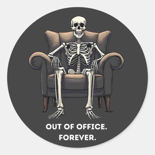 Pegatina Redonda Skeleton, fuera del cargo (Anverso)