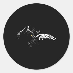 Pegatina Redonda Skeleton Gato Negro Mano Boop Halloween Gatos Cuid