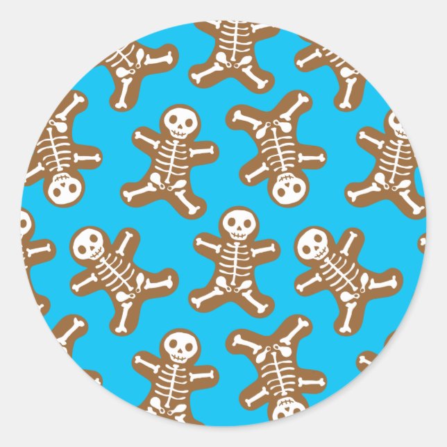 Pegatina Redonda Skeleton Gingerbread Men (Anverso)