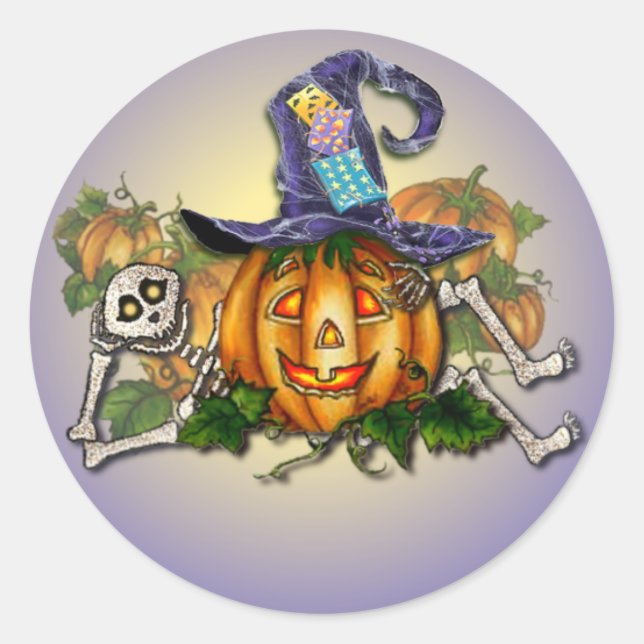Pegatina Redonda SKELETON, GORRA y JACK por SHARON SHARPE (Anverso)