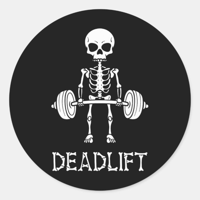 Pegatina Redonda Skeleton Gym Levantamiento de peso Fitness (Anverso)