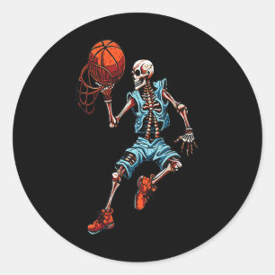 Pegatina Redonda Skeleton Halloween Espeluznante traje de cráneo Du