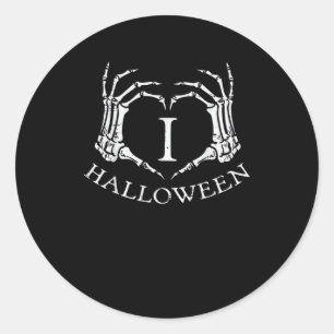 Pegatina Redonda Skeleton Halloween Halloween Hand Costume Hombres 