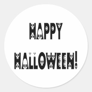 Pegatina Redonda Skeleton Halloween Textos
