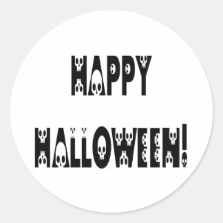 Pegatina Redonda Skeleton Halloween Textos