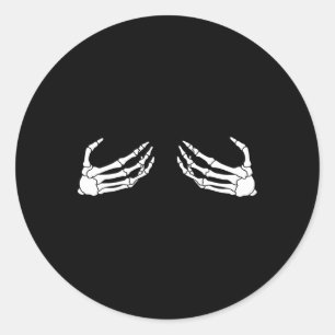 Pegatina Redonda Skeleton Hand Bret Funny Halloween Costume Spome