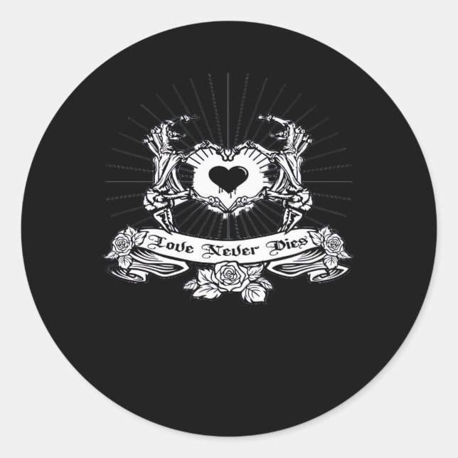 Pegatina Redonda Skeleton Hand Design Classic (Anverso)