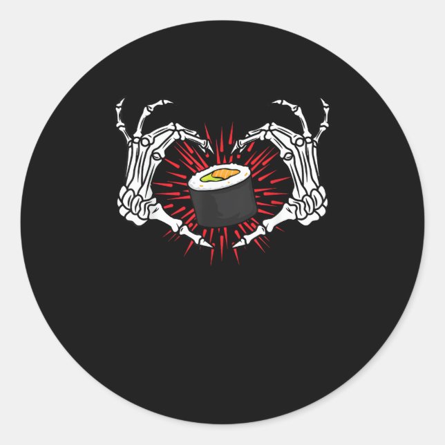 Pegatina Redonda Skeleton Hand Heart Lazy Diy Halloween Costume (Anverso)