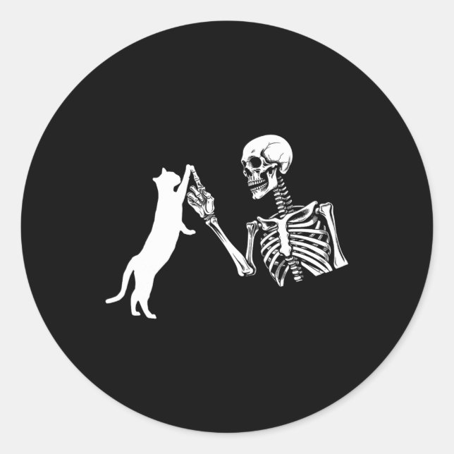 Pegatina Redonda Skeleton Hand Jugando El Gracioso Disfraz De Hallo (Anverso)