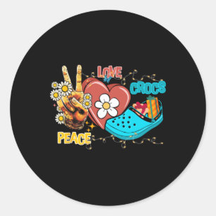 Pegatina Redonda Skeleton Hand Peace Love-crocs Familia Navidad Paj