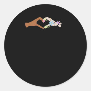 Pegatina Redonda Skeleton Hands Heart Show Basic