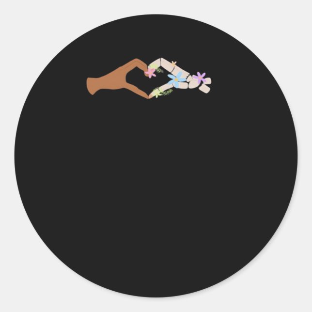 Pegatina Redonda Skeleton Hands Heart Show Basic (Anverso)
