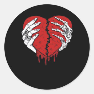 Pegatina Redonda Skeleton Hands Hearts Classic Trending