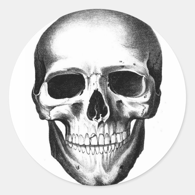 Pegatina Redonda Skeleton Head Sasuy Creepe Halloween (Anverso)