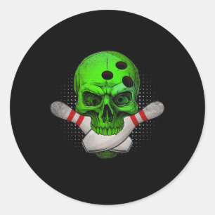 Pegatina Redonda Skeleton Head Skull Bowball Y Pins Happy Ha
