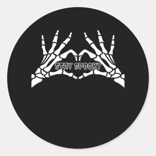 Pegatina Redonda Skeleton Heart And Hands Classic Design (Anverso)