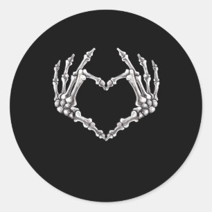 Pegatina Redonda Skeleton Heart And Hands Gothic Halloween