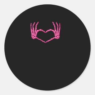 Pegatina Redonda Skeleton Heart Hands Classic