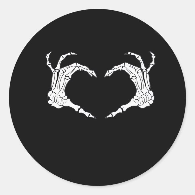 Pegatina Redonda Skeleton Heart Hands Classic (Anverso)