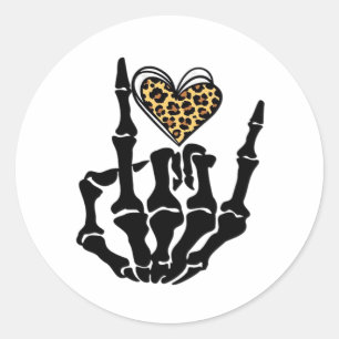 Pegatina Redonda Skeleton Heart Hands Classic