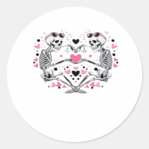 Pegatina Redonda Skeleton Heart Hands Classic Viral
