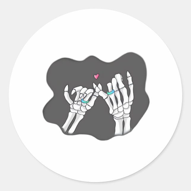 Pegatina Redonda Skeleton Heart Hands Promise (Anverso)