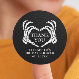 Pegatina Redonda Skeleton Heart Til Death Bridal Shower