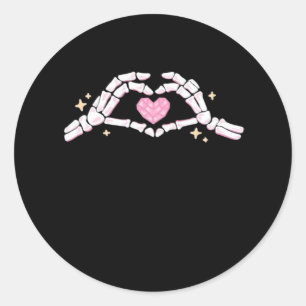 Pegatina Redonda Skeleton Mands Heart Funny