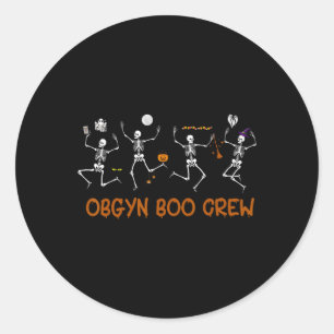 Pegatina Redonda Skeleton Obgyn Boo Crew Nurse Dancing Halloween Sp