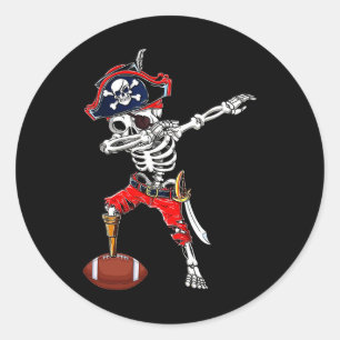 Pegatina Redonda Skeleton Pirate & amp; costo de Halloween para la