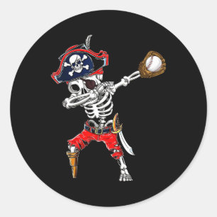 Pegatina Redonda Skeleton Pirate & amp; costo de Halloween para la 