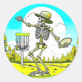Pegatina Redonda Skeleton Play Disc Golf