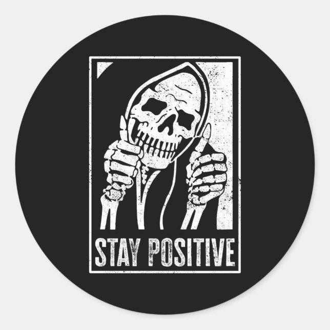 Pegatina Redonda Skeleton positivo para mantenerse positivo para Ha (Anverso)