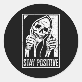 Pegatina Redonda Skeleton positivo para mantenerse positivo para Ha