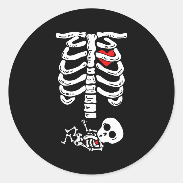 Pegatina Redonda Skeleton Pregnancy Halloween S For (Anverso)