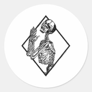 Pegatina Redonda Skeleton punk Manos Rezando Gótico Metalizado Hall