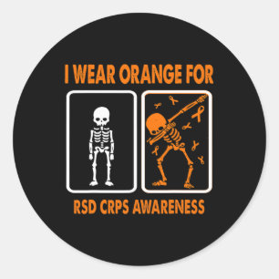 Pegatina Redonda Skeleton Que Uso Naranja Para La Conciencia De Rsd