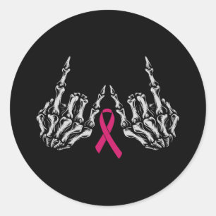 Pegatina Redonda Skeleton Rock Hand Mama Cancer Awareness Guay Pi