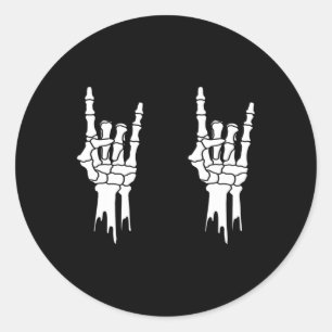 Pegatina Redonda Skeleton - Rock On Hands - Hombres & amp; Mujeres