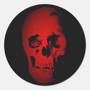 Pegatina Redonda Skeleton rojo